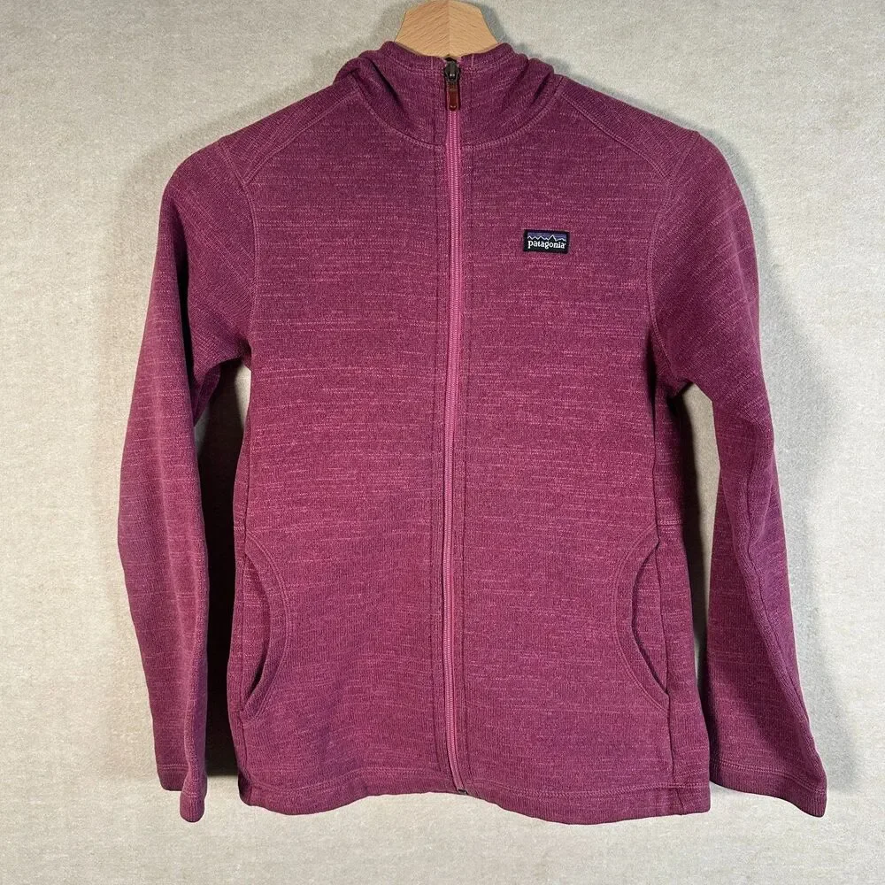 Patagonia Better Sweater Jacket Girls 12 Large Full Zip Mock Neck Pink Cozycore